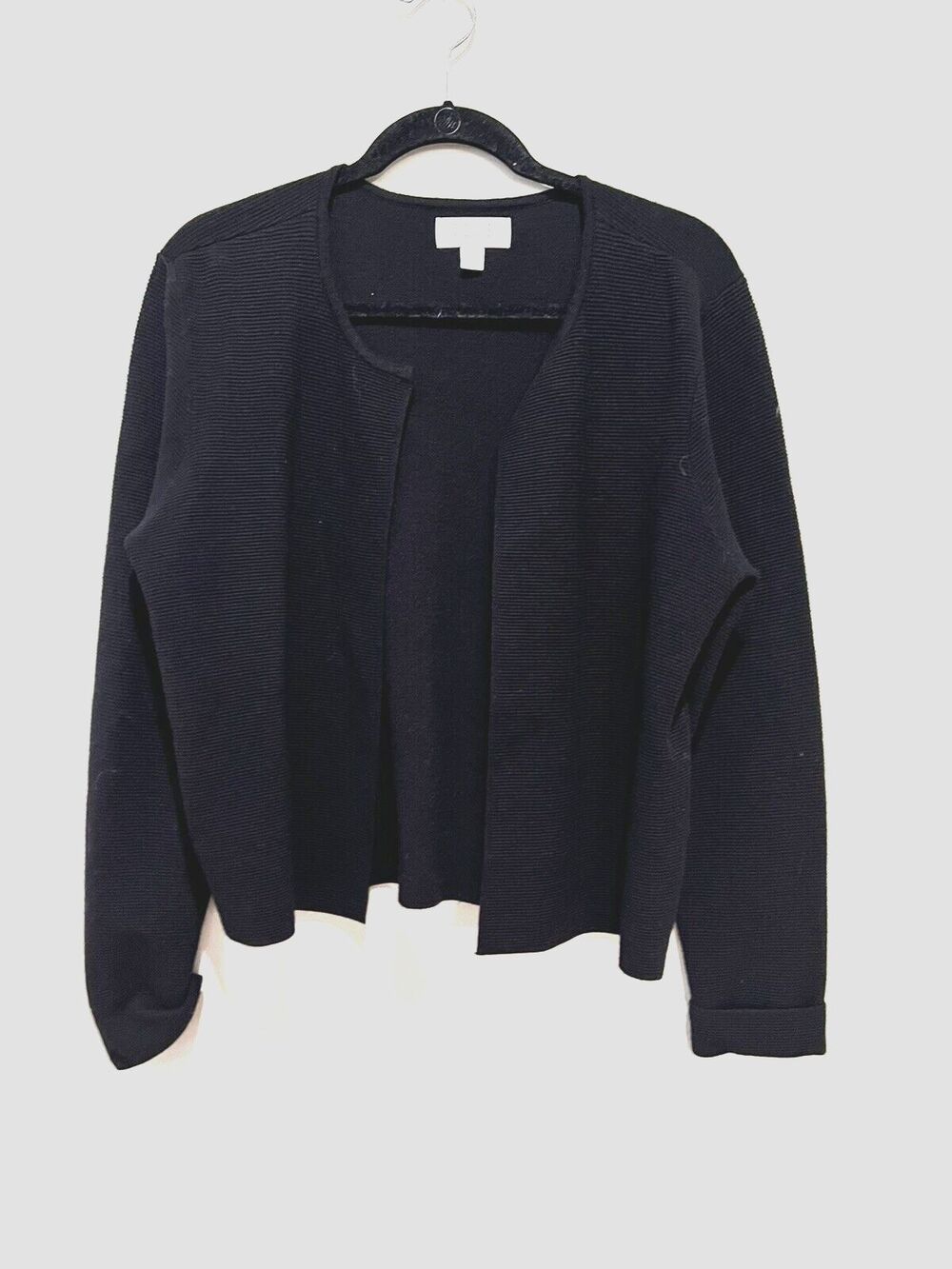 ELLE Black Cardigan with Cuffed Sleeve - Large